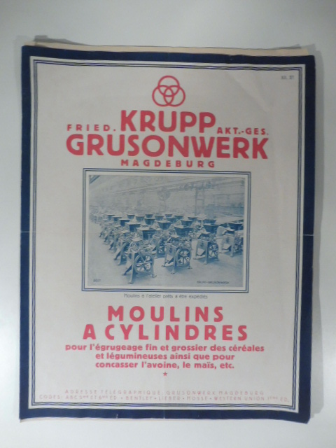 Fried Krupp Grusonwerk, Magdeburg. Moulins a cylindres. Due pieghevoli pubblicitari